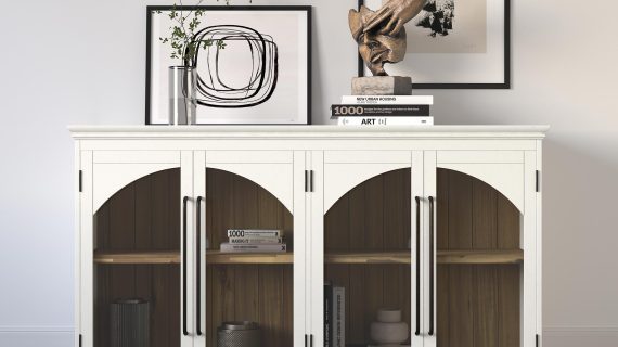 miniaturka Komoda Biała Cztery Drzwi Przeszklone – Avola