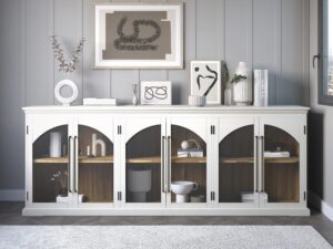 miniaturka Biała Komoda Sześć Przeszklonych Drzwi – Avola