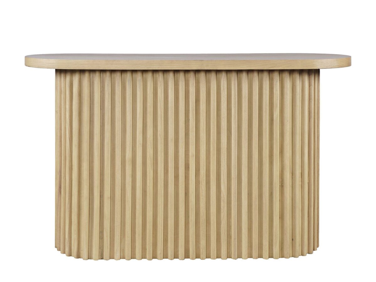 Konsola Japandi Ryflowany Blat Owalna Podstawa – Avola