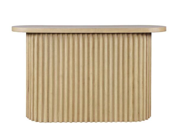 Komoda ryflowana z jasnego drewna z gładkim blatem