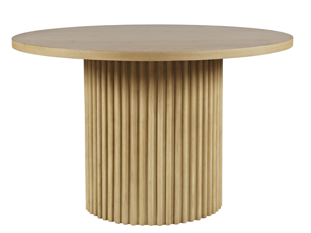 Stół Japandi 122cm Ryflowany Blat Naturalne Drewno – Avola