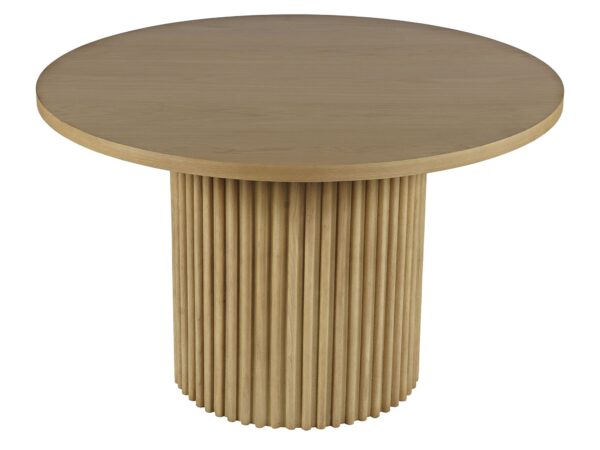 Okrągły stół z litego drewna dębowego z ryflowaną podstawą