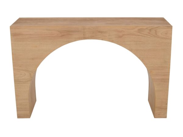 Minimalistyczna konsola z drewna dębowego z zaokrąglonym łukiem
