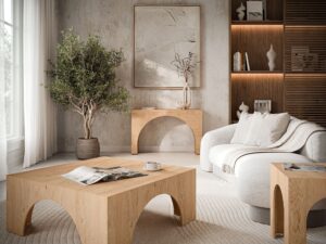 miniaturka Konsola Japandi Łagodny Łuk Widoczna Struktura Drewna – Avola