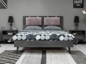 miniaturka Łóżko retro Tundra Grey z poziomymi lamelami – Nobile