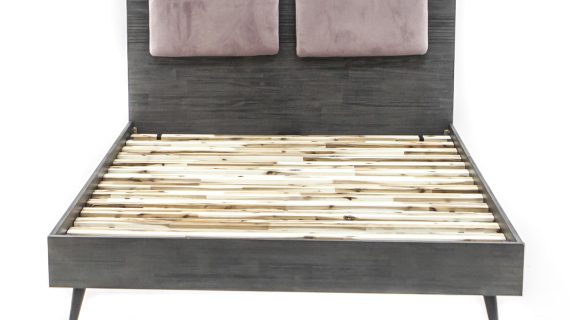 miniaturka Łóżko retro Tundra Grey z poziomymi lamelami – Nobile