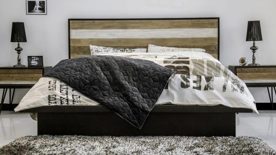 miniaturka Łóżko retro 140 cm z akacji na metalowych nogach – Mondo