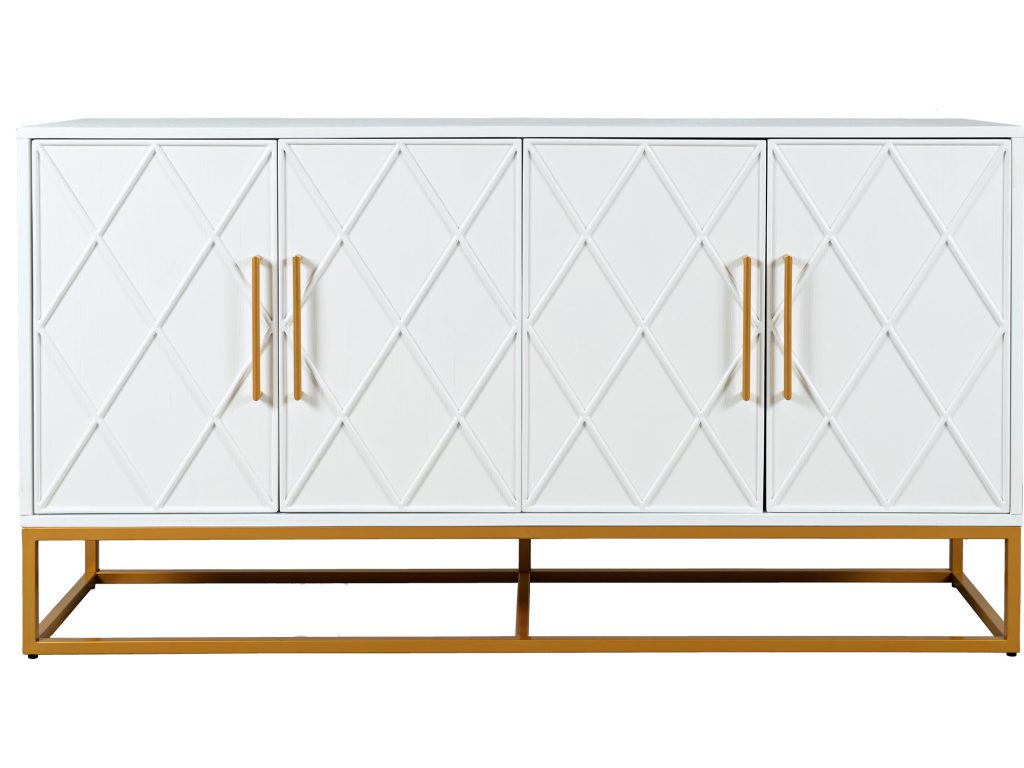 Biała Komoda Glamour ze Złotymi Nogami – Avola