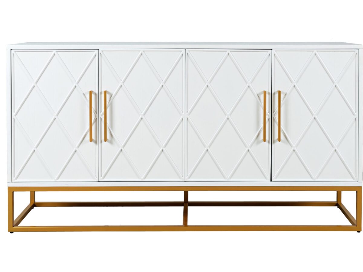 Biała Komoda Glamour ze Złotymi Nogami – Avola