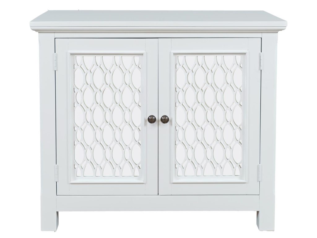 Komoda Biała Lustrzane Drzwi Dekoracyjne Szprosy – Avola