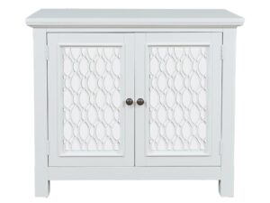 Komoda Biała Lustrzane Drzwi Dekoracyjne Szprosy – Avola