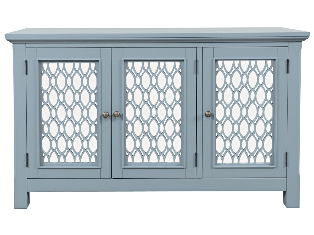 Szaroniebieska Komoda Lustrzane Drzwi Ozdobne Szprosy – Avola