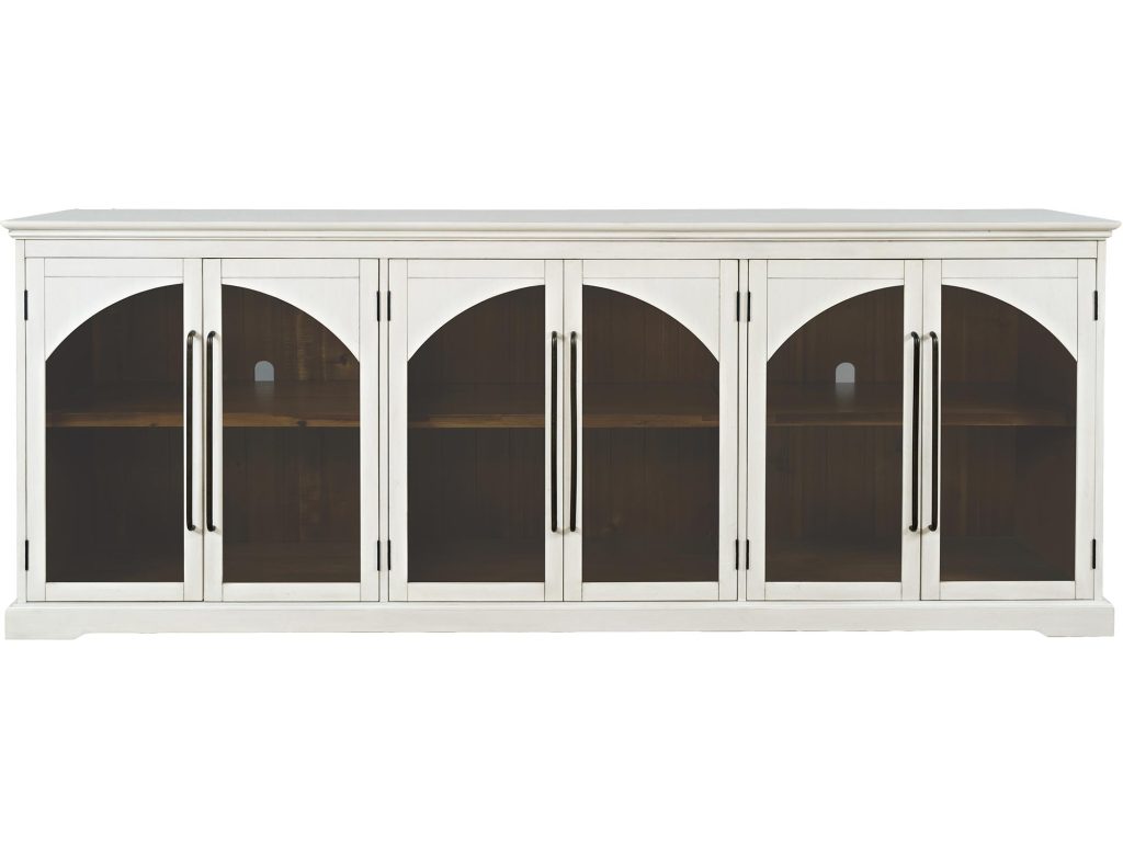 Biała Komoda Sześć Przeszklonych Drzwi – Avola