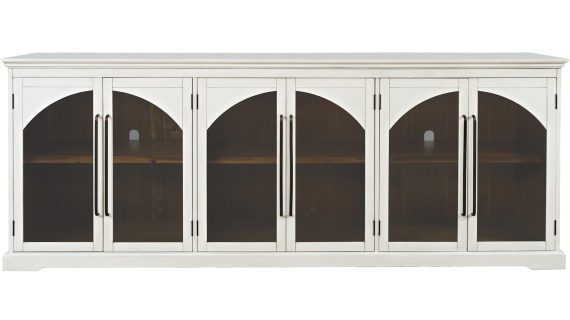 Biała Komoda Sześć Przeszklonych Drzwi – Avola