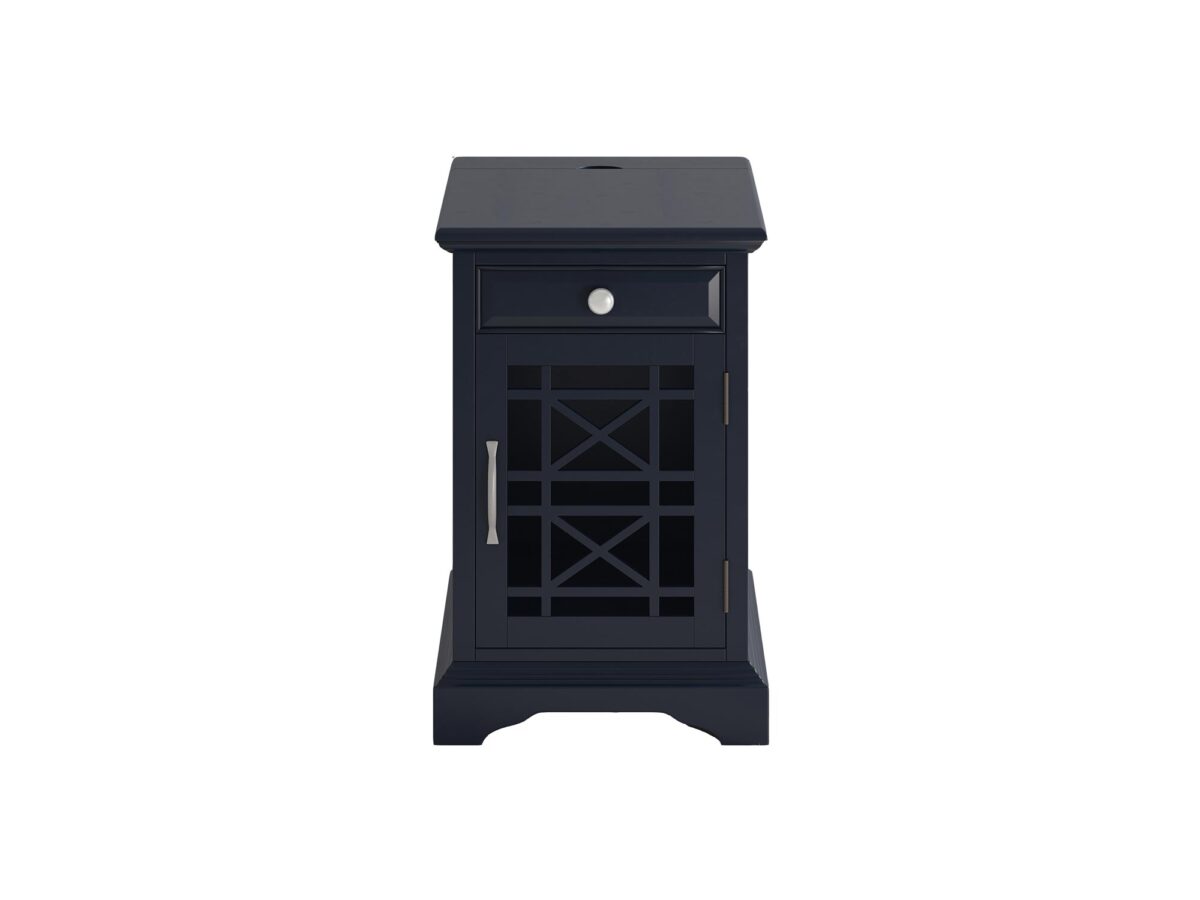 Nocna Szafka z Przeszklonymi Drzwiczkami Ciemnografitowa – Avola