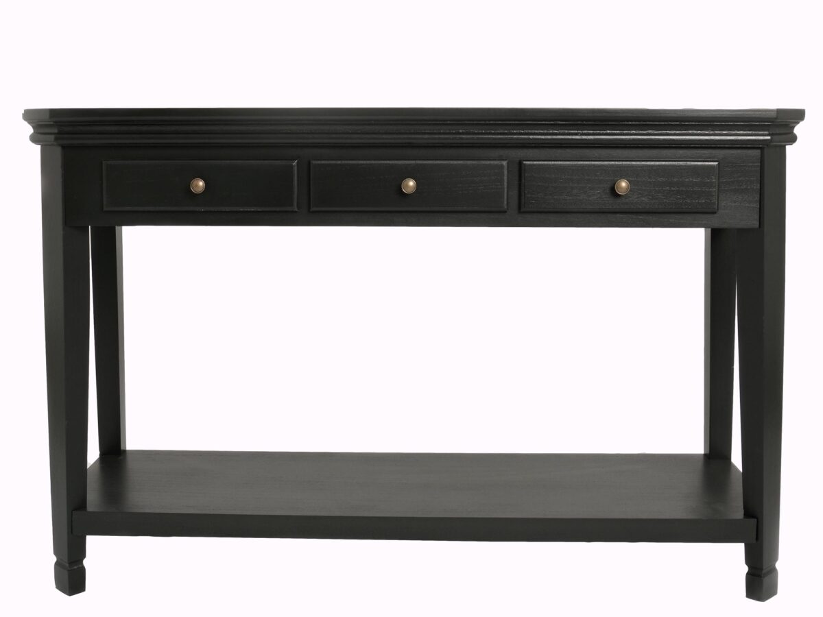 Czarna konsola klasyczna z uchwytami mosiężnymi – Siena