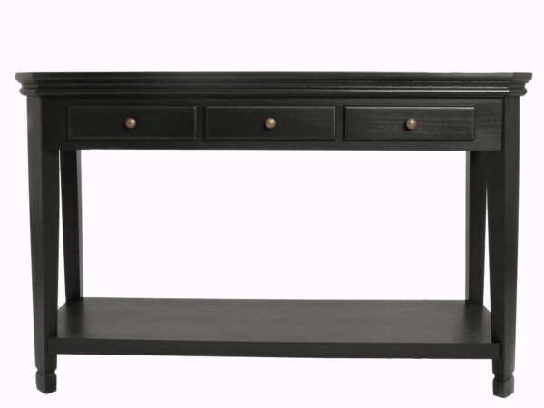 Konsola vintage w czarnym wykończeniu i klasycznych kształtach