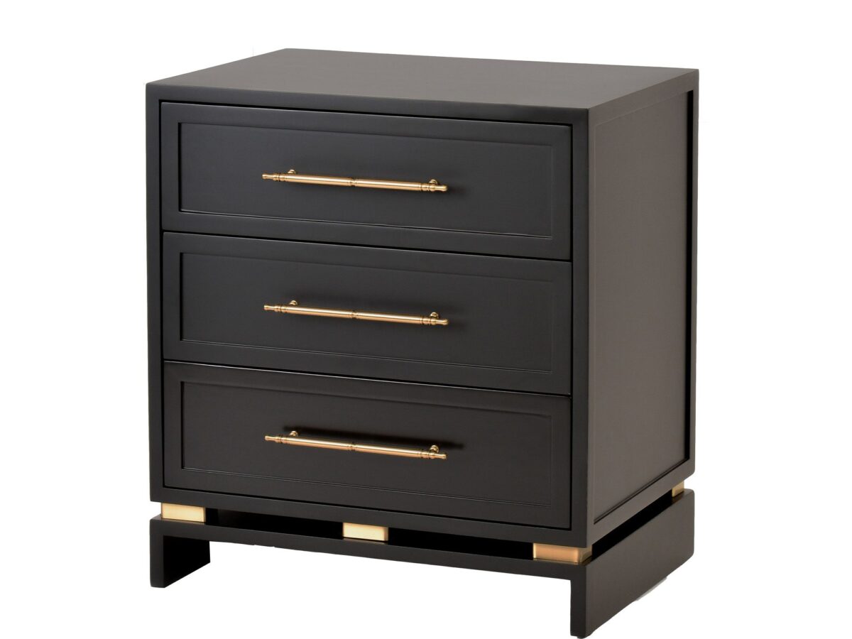 Czarna Szafka Elegancka Satynowa Złote Akcenty – Hamilton