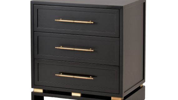 Czarna Szafka Elegancka Satynowa Złote Akcenty – Hamilton