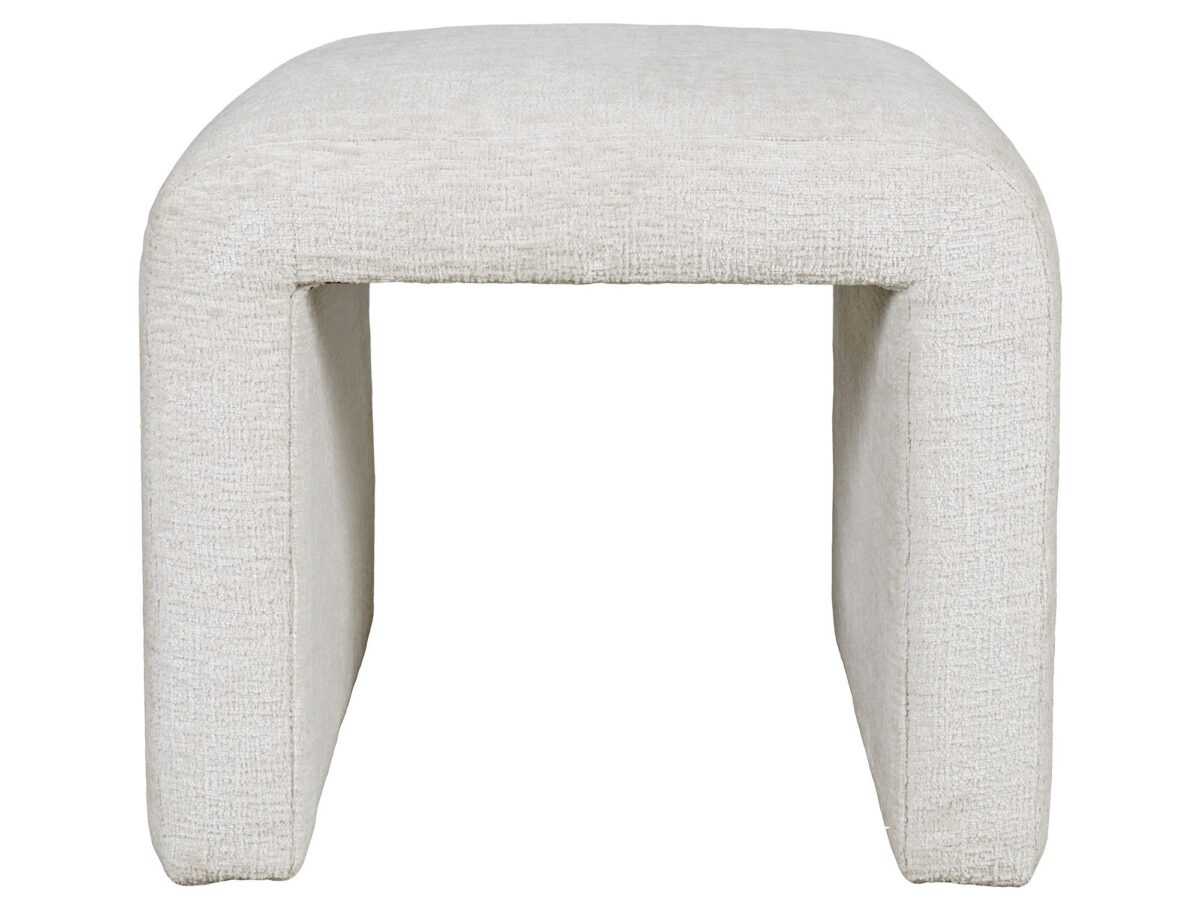 Jasnobeżowa Ławka Tapicerowana Elegancka Tkanina Szenilowa – Edinburgh