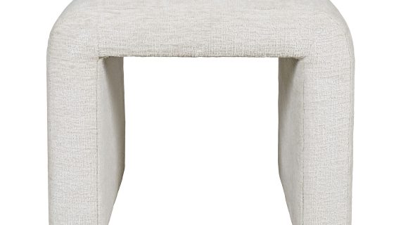 Jasnobeżowa Ławka Tapicerowana Elegancka Tkanina Szenilowa – Edinburgh