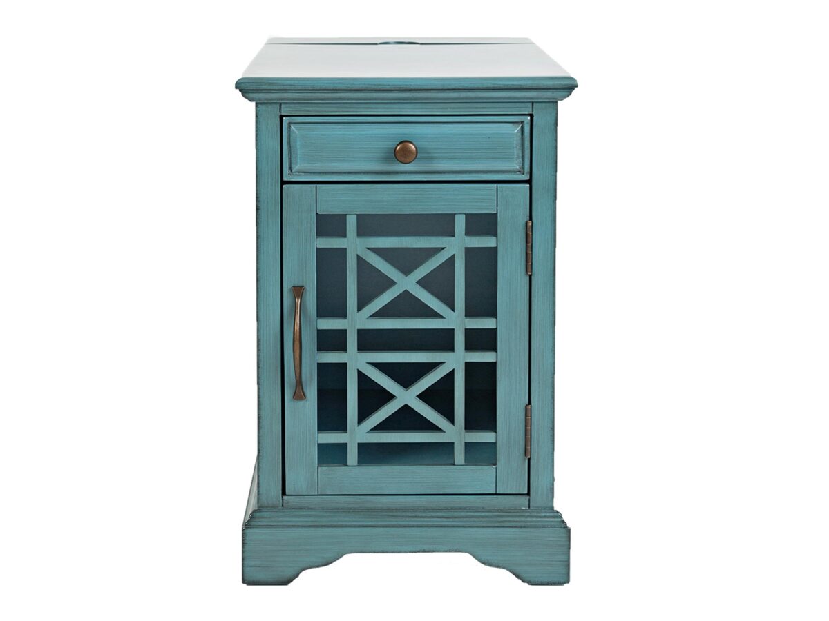 Niebieska szafka nocna z szprosami i szufladą – Avola