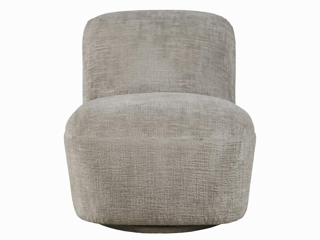 Obrotowy Fotel Tapicerowany Szaro-Beżowa Tkanina – Edinburgh