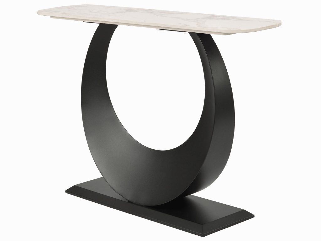 Czarna Konsola Biały Marmur Blat Forma Księżyca – Virtus