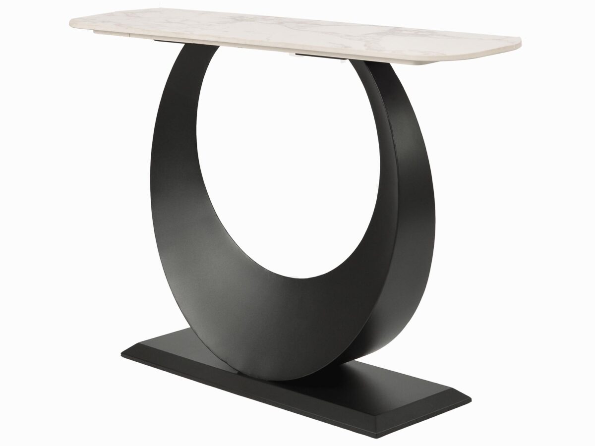 Czarna Konsola Biały Marmur Blat Forma Księżyca – Virtus