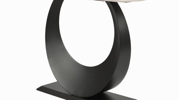 Czarna Konsola Biały Marmur Blat Forma Księżyca – Virtus