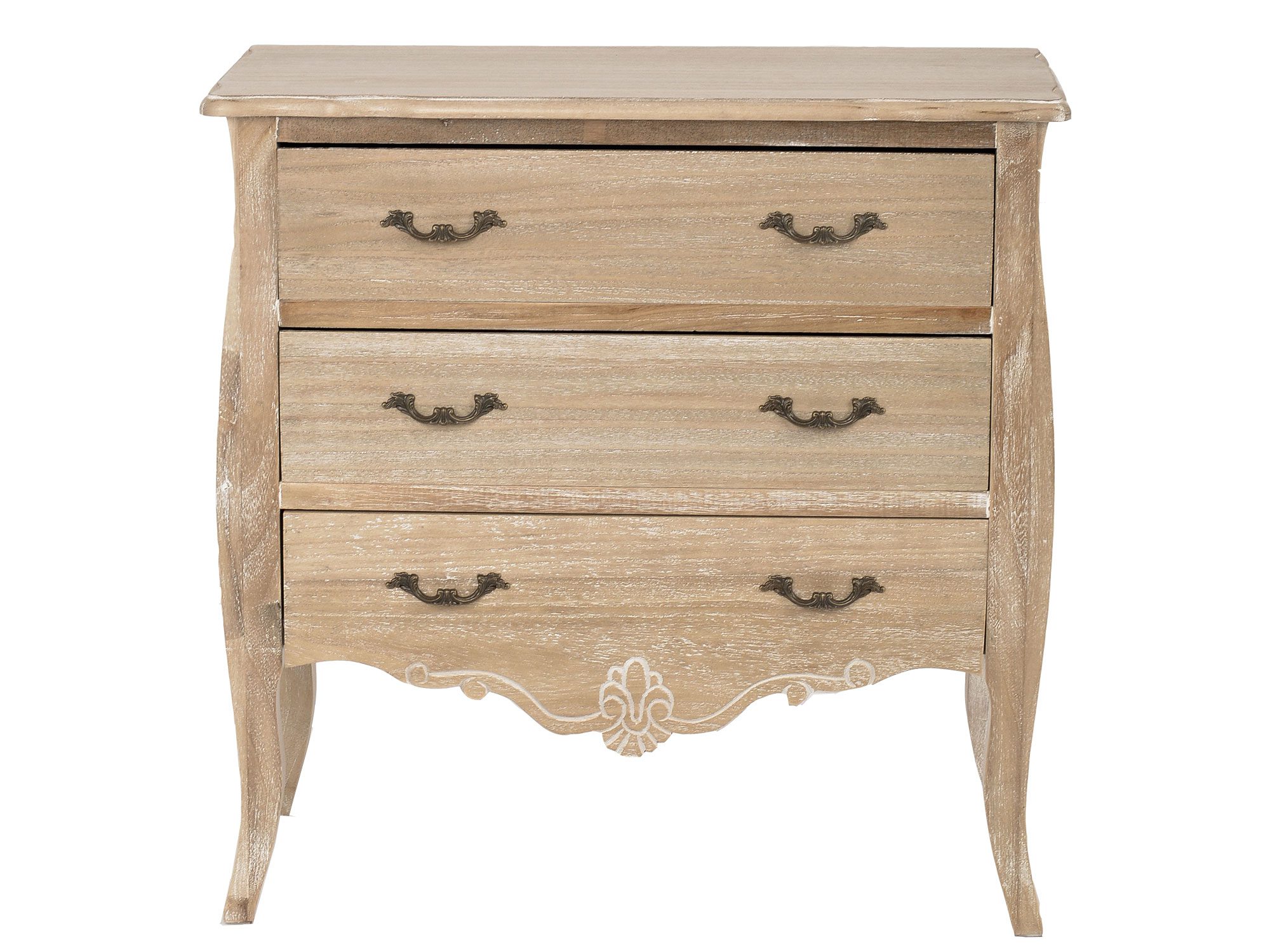 Komoda prowansalska z giętymi nogami i trzema szufladami Komoda prowansalska z giętymi nogami i trzema szufladami