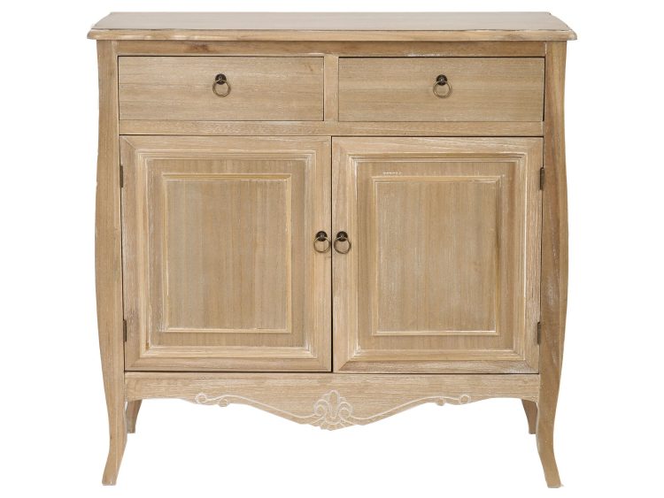 Komoda z dwoma szufladami i postarzaną powierzchnią drewna