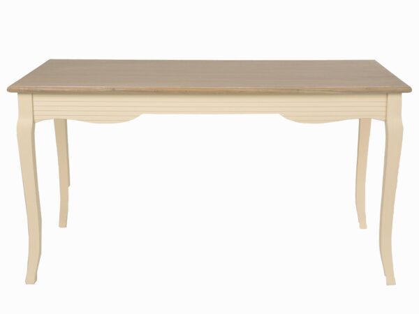 Dekoracyjne wykończenie nóg rustykalnej komody w kolorze ecru