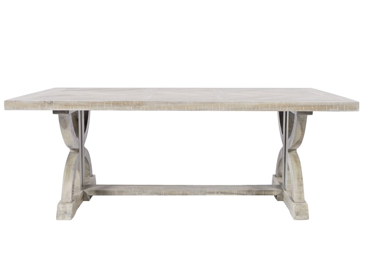 Jasny stolik z drewnianą intarsją w jodełkę – Avola