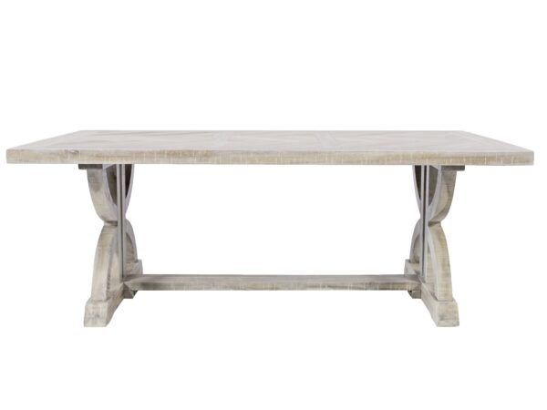 Stół w stylu prowansalskim w bielonym wykończeniu z krzyżową podstawą