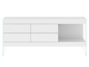 Biała Komoda Wysoki Połysk Szklane Nogi – Tribeca