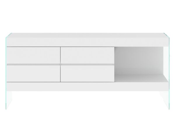 Nowoczesna komoda na szklanych bokach