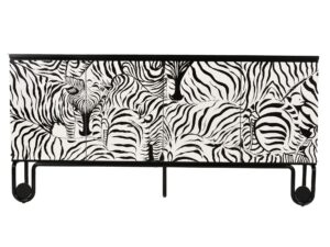 Czarna Komoda Ręcznie Malowany Wzór Zebry – Eleganza
