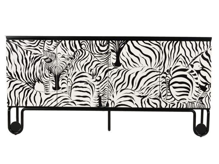 Komoda w biało-czarny wzór zebry w stylu nowoczesnym