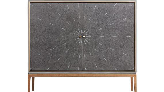 Szara Komoda Ekoskóra Rekina Złote Akcenty – Eleganza