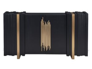 Czarna Komoda Złote Uchwyty 3D Wykończenie – Eleganza