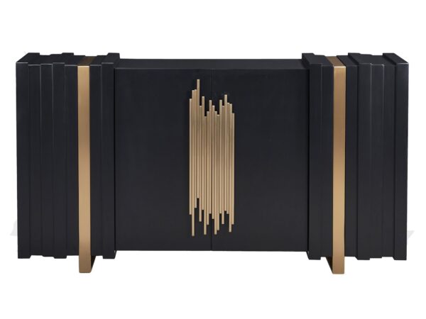 Czarna komoda ze stylowymi frontami