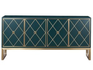 Butelkowozielona Komoda Złoty Wzór i Nóżki – Eleganza