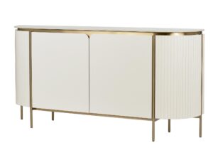 Komoda Marmurowy Blat Ryflowane Drewno – Eleganza