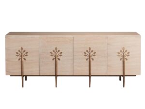 Komoda Biały Dąb Złote Nogi Liście Art Deco – Eleganza