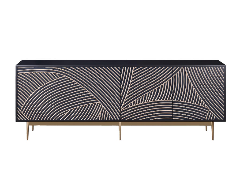 RTV Komoda Granatowa Złoty Wypukły Wzór – Eleganza