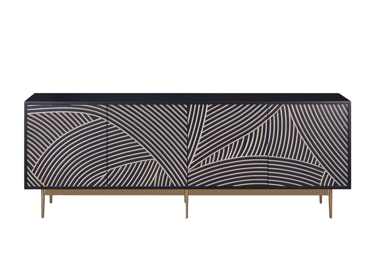 RTV Komoda Granatowa Złoty Wypukły Wzór – Eleganza