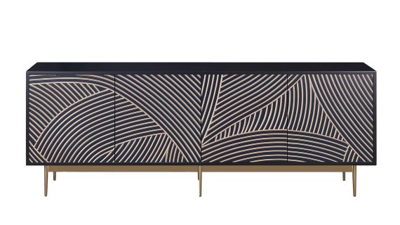 RTV Komoda Granatowa Złoty Wypukły Wzór – Eleganza