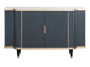 Grafitowa Komoda Marmurowy Blat Złote Akcenty – Eleganza