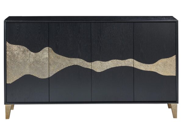 Komoda czarna z dekoracyjnymi frontami